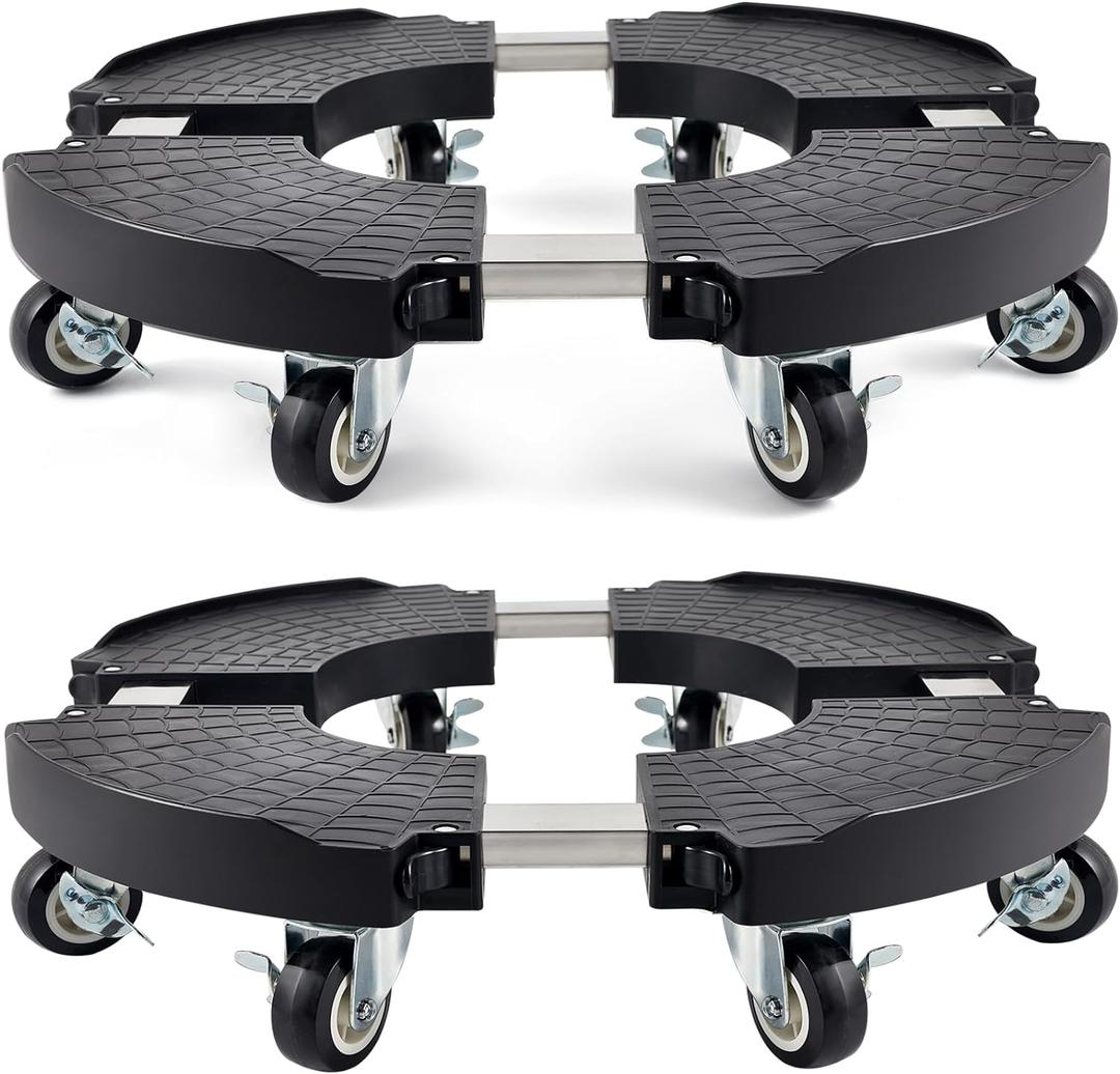 TreeGun 2 Pack Plant Caddy with Wheels Heavy Duty with 8 Lockable Casters, Rolling Plant Stand Adjustable for 8inch-22inch Outdoor Indoor Large Plant, Plant Stand with Wheels 500lbs Capacity