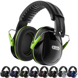 Hearing Protection Ear Muffs, 31dB Noise Reduction Safety Earmuffs for Adults Kids Autism Sensory, Range Ear Protection Earmuff for Mowing, Concentration and Garden Work (Black+green)