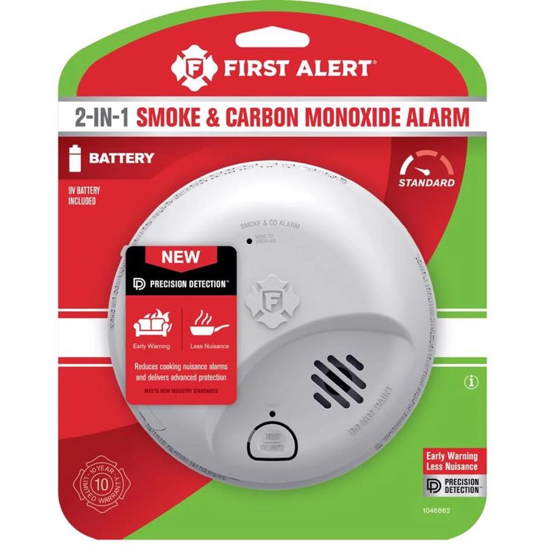 First Alert Battery-Powered Ionization Smoke and Carbon Monoxide Detector, EXP Date: 2036 APR 20 - L6
