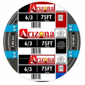 75 FEET 6/3 Type NM-B Copper. #6 AWG, 3 Conductor with Ground. Insulated Jacket Black