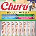 INABA Churu Cat Treats, Grain-Free, Lickable, Squeezable Creamy Pure Cat Treat/Topper with Vitamin E & Taurine, 0.5 Ounces Each, 40 Tubes, Tuna & Seafood Variety Box best  by 12 18 2025