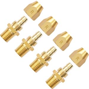 4pcs Premium Solid Brass Pneumatics Reusable Rubber Hose-End Repair Fitting, 3/8" Barb For 3/8-Inch ID Rubber Air Hose With 1/4" NPT
