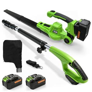 Cordless Leaf Vacuum with Bag, 2-in-1 Leaf Blower & Vacuum with Extension Tube, 150MPH Brushless Motor, 2 x 4.0Ah Batteries, 8 Speed Modes for Driveway, Patio, Garage Hard Surface Cleaning