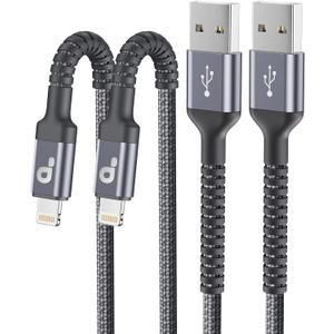 iPhone Charger Cable 2Pack 6FT, Nylon Braided Lightning Cable, [Apple MFi Certified] Fast Charging iPhone Charger Cord Compatible with iPhone 14 13 12 11 Pro Max XR XS X 8 7 6 Plus iPad and More (Grey)