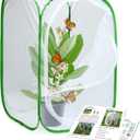 RESTCLOUD Insect and Butterfly Habitat Cage Terrarium Pop-up 23.6 Inches Tall (White With Green)