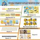 Halema 96pcs Construction Birthday Party Supplies, Construction Party Favors For Kids Mini Excavator Truck Keychain Slap Bracelet Sticker Construction Themed Party Favors Bags Available For 12 People