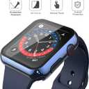 Misxi 2 Pack Hard PC Case with Tempered Glass Screen Protector Compatible with Apple Watch Series 9 (2023) Series 8 Series 7 45mm, Ultra-Thin Cover for iWatch S9/S8/S7, 1 Blue + 1 Transparent