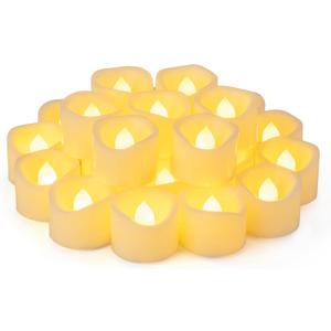 24 Pack 1.5" x 1.2" Battery Operated LED Tea Light Candles, Small Outdoor Flameless Flickering Votive Candles, Electric Flicker Fake Tealights Bulk for Wedding Halloween Christmas Decorations