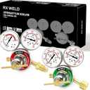 RX WELD Oxygen and Acetylene Regulators CGA540 and CGA510- Compatible with V-Style Welding Gas Torch Cutting, T-Handle