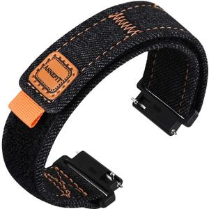 ANNEFIT Watch Band, Denim Fabric Quick Release Watch Strap for Men Women, 19mm (Black)