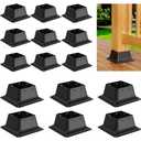 4x4 Post Base 15Pcs, Internal 3.6"x3.6" Heavy Duty Powder-Coated Steel Post Bracket Fit for Standard Wood Post Anchor, Decking Post Base for Deck Porch Handrail Railing Support