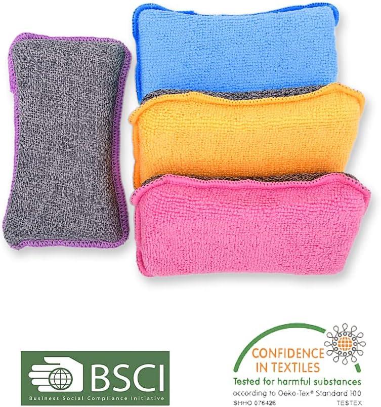 Pack of 7 UPSTAR Dish Sponges Kitchen, Microfiber Cleaning Scrubber for Dishwashing, Sink, Basin and Multi-Pupose, Non-Scratch, Size.S 