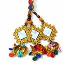 Punjabi Paranda Hair Accessory, Multicolor Braided Tassel with Mirror Work and Gold Accents, Hair Extension for Women
