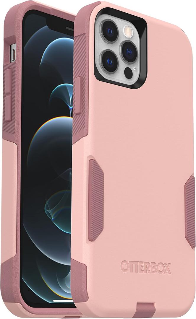 OtterBox iPhone 12 & iPhone 12 Pro Commuter Series Case - Ballet Way (Pink Salt/Blush), Slim & Tough, Pocket-Friendly, with Port Protection, Pink