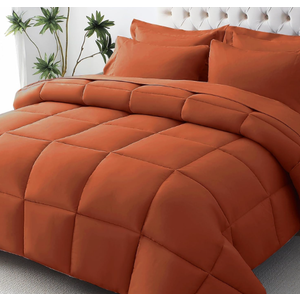 JOLLYVOGUE Queen Comforter Set, Ultra-Soft Bed in a Bag Queen Size 7 Pieces, Oeko-TEX Certified Bedding Set with Down Alternative Comforter, Sheets, Pillowcases & Shams, Burnt Orange
