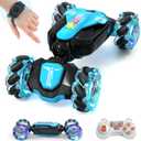 Gesture Sensing Rc Stunt Car,Remote Control Transform Car 2.4ghz 4WD 360 Rotating Drift RC Cars with Lights & Music,Kids Toys for Boys 6-8,Ideas Gifts for Kids Age 5 7 9 10 11 12 Years Old (Blue)