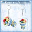 10 Pcs Crochet Flower Bouquet Keychain Handmade Crochet Key Chain Bag Charm Phone Handbag Pendant Mother's Day Valentine's Day Birthday Gifts for Women Mom Wife