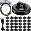 Leinuosen 30 Set Magnetic Zip Tie Mount and Nylon Cable Ties, 23 mm Multipurpose Wire Cable Holder Mount Wire Clips Management Electrical Organization Supplies (Black)