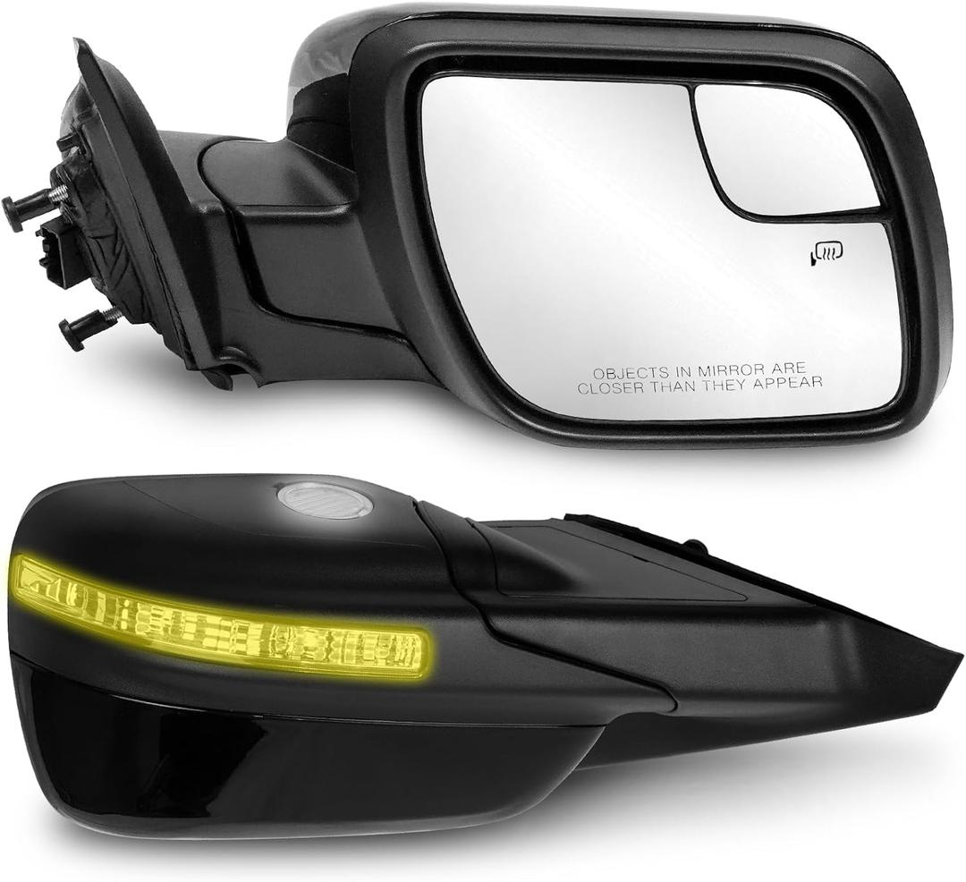 Passenger Side Mirror Assembly Compatible with Ford Explorer 2012-2019, Rearview Mirror with Power Heated Adjustable, Turn Signal, Puddle Lamp, Blind Spot Glass Replace FO1321554 (7 Pin Right)