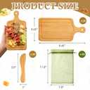 Nuenen 10 Pcs Mini Wooden Charcuterie Board Bulk, Small Wood Cutting Board for Crafts Laser Engraving with Knives Organza Bags Wedding Baby Shower Favors Gift (Square,Bamboo Color)