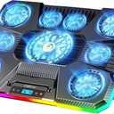 ChillCore Laptop Cooling Pad, RGB Lights Laptop Cooler 9 Fans for 15.6-19.3 Inch Laptops, Gaming Laptop Fan Cooling Pad with 8 Height Stands, 2 USB Ports - A21 Blue