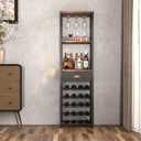 Homeiju Wine Rack Freestanding Floor, Bar Cabinet for Liquor and Glasses, 4-Tier bar Cabinet with Tabletop, Glass Holder, Storage Drawer and Wine Storage for Living Room (Patent No.D29872845)
