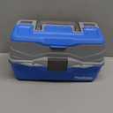 Flambeau Outdoors 6382TB 2-Tray Tackle Box - Classic Fishing Lure Storage Organizer, Medium Portable Tackle Box, 15 Tray Compartments, Blue/Gray