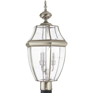 Generation Lighting 8239-965 Lancaster Traditional Three - Light Outdoor Light Post Outside Fixture, Antique Brushed Nickel Finish, 1-Light, cETL Listed, Safety Rated for Wet Locations