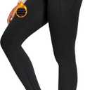 IUGA Compression Fleece Lined Leggings Women No Front Seam Thermal Leggings for Women Tummy Control High Waist Yoga Pants (Medium, Black)