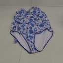 B2prity One Piece Swimsuit for Women Tummy Control Ruched Bathing Suit Push Up Tie Back Swimwear Shell Stitched (XX-Large, Blue Print)