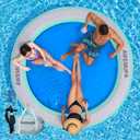 8ft Water Hammock 8 inches Thick Round Float Ring with Mesh Lake Floats for Adults Heavy Duty Circle Floating Mat for Pool Inflatable Water Raft for Summer Parties (Mint Green)
