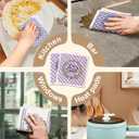 Kitchen Swedish Dishcloths with Hooks - 6 Pack Reusable Dish Cloths for Washing Dishes Fast Drying Cute Fun Swedish Dish Towels Washable Cleaning Sponge, Bicycle Lavender