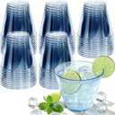 9 oz Clear Plastic Cups Blue Plastic Disposable Cups for Cocktail 150 Pack Fancy Cocktail Cup for Party Stemless Wine Glasses for Party Wedding Graduation Birthday