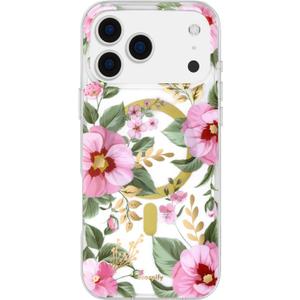 SCORPIFY for iPhone 17 Pro Max Case [Compatible with MagSafe] with Pink Primrose Floral Design, Cute Clear Flower Magnetic Phone Cover for Women Girls, Slim Shockproof Bumper with Gold Accents