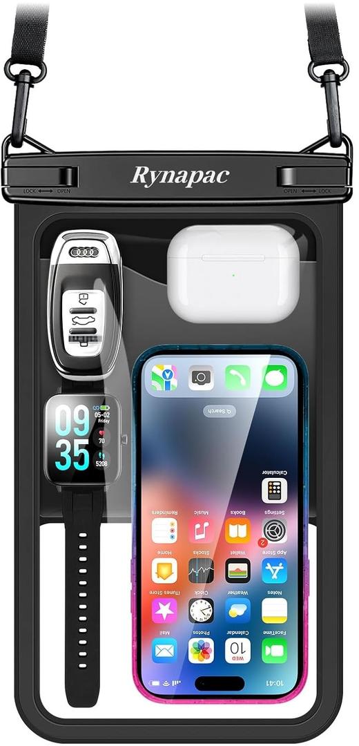 [Up to 10"] Large Waterproof Phone Pouch Bag - 1 Pack Waterproof Phone Case for iPhone 17 16 15 14 Pro Max Galaxy S25 S24 Ultra, IPX8 Cellphone Water Protector Pouch Beach Essentials Travel Must Haves