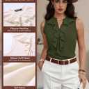 Women Sleeveless Work Blouses Dressy Casual Ruffle Tank Tops Summer Business Casual Office Outfit (Small, Army Green)