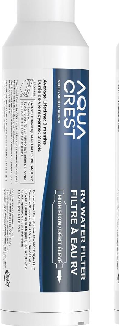 AQUA CREST RV Water Filter, RV Inline Water Filter with NSF Certified, Reduces Chlorine, Bad Taste and Odor, Ideal for Garden and Camper