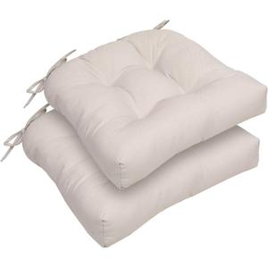 RACE LEAF Chair Cushions 19" x 19" Patio Chair Seat Pads, Set of 2 Thick Fill Tufted Square Patio Cushions, Water-Resistant with Ties for Non-Slip Support, Beige