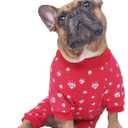 iChoue French Bulldog Pajamas Onesie Suit PJS Bodysuits for Medium Dogs Frenchie Pug English Pitbull Boston Terrier - Red Diamond, M (Medium ( 15 - 25 lbs ))