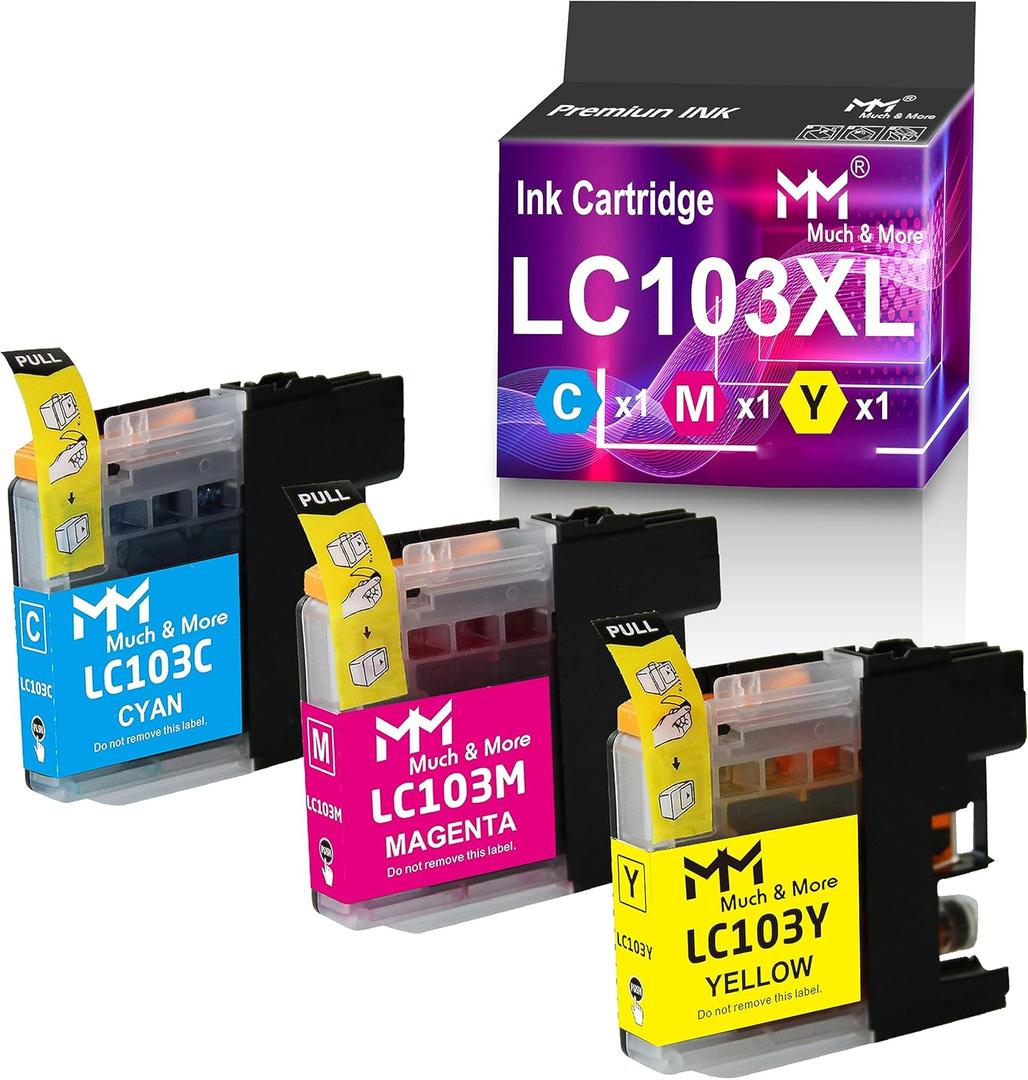 MM MUCH & MORE Compatible Color Ink Cartridge Replacement for Brother LC-103XL LC103XL LC103C LC103M LC103Y to Use for DCP-J152W MFC-J245 MFC-J285DW (Cyan, Magenta, Yellow)