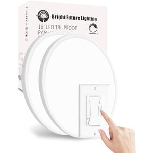 2Pack 16 Inch Dimmable LED Flush Mount Ceiling Light Panel,32W 3480LM,3000K/4000K/6000K CCT Selectable,Ultra Thin Round Black Ceiling Light Fixture for Hallway Kitchen Bedroom Home Office Bathroom (White)