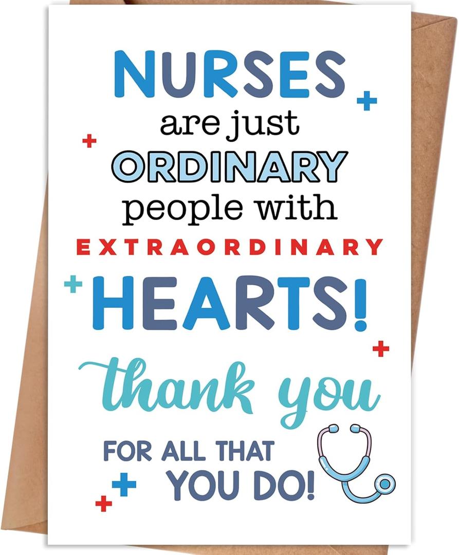 3 x Nurses Appreciation Card, Thank You Gift Card for Nurses, 8×5.3 inches