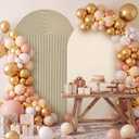 Tegeme 2 Set Wedding Arch Cover, Beige Ripple & Solid Color Stretchy Backdrop Cover Spandex Fabric for 7.2 ft & 6.6 ft Round Top Arch Stand Wedding Baby Birthday Party Bridal Shower Banquet Decor