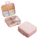 Small Travel Pill Box, Double Layer 7Compartments Pill Organizer, 3.1" x 3.1" x 1.4" Portable Weekly Pill Case Container for Pocket, 7 Day Compact Medicine Holder for Vitamins, Fish Oils Pink