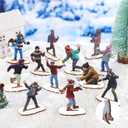 Weysat 12 Set Christmas Village Snowball Fight Christmas Collection Figurines Wooden Model for Snowball Fights Miniature People Figures for Desktop Snow Decoration Winter Themed Party