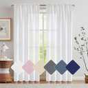 jinchan Privacy Semi Sheer White Curtains for Bedroom Casual Weave Window Curtains for Living Room Linen Drapes White Window Curtain 95 inch Long 2 Panels