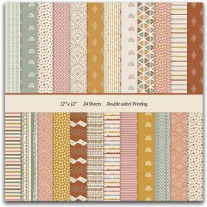 12x12 Scrapbook Paper Pads 24 Sheets Double-Sided Decorative Craft Paper, MIATTCLD Vintage Cardstock Papers Colored Patterned Papers Pack