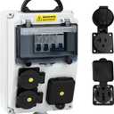 RV Power Outlet Box, RV Power Outlet Panel with Breaker, with NEMA 14-50RNEMA 5-20 RV Outlet Breaker Box, RV Outlet Box for RV Camper Trailer Motorhome Electric Car Generator