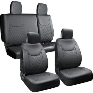 Jeep Seat Covers Wrangler 4 Door Leather Front & Rear Seat Cover Set for Jeep Wrangler 2013-2017 Customized for Jeep 4-Door, Water Proof Sport,Unlimited Sport Rubicon,Unlimited Rubicon Sahara