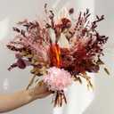Natural Dried Flower Bouquet, Pampas Grass Decor with Preserved Plants, Boho Rustic Floral Arrangements for Home Table Wedding Centerpieces, Fall Western Style Dry Flowers